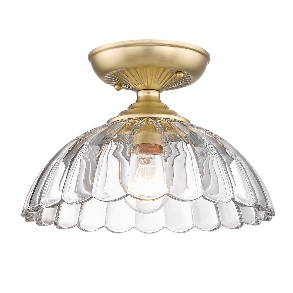 Golden Lighting 6952-SF BCB-CLR Audra BCB Semi-Flush in Brushed Champagne Bronze with Clear Glass Shade